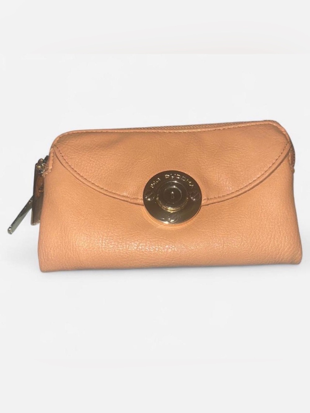 Big Buddha Tan Leather Clutch Wallet with Gold Accent